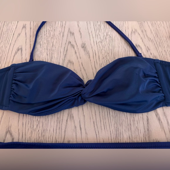 J. Crew Navy Bikini With Knot Detail At Top. Top Is A M & Bottom Is A Large. - Picture 2 of 5